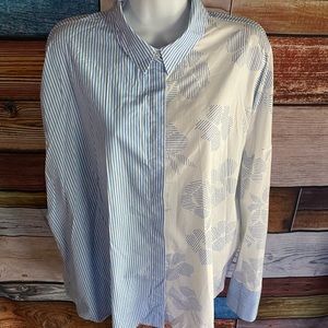 Blue & White Long Sleeve Shirt